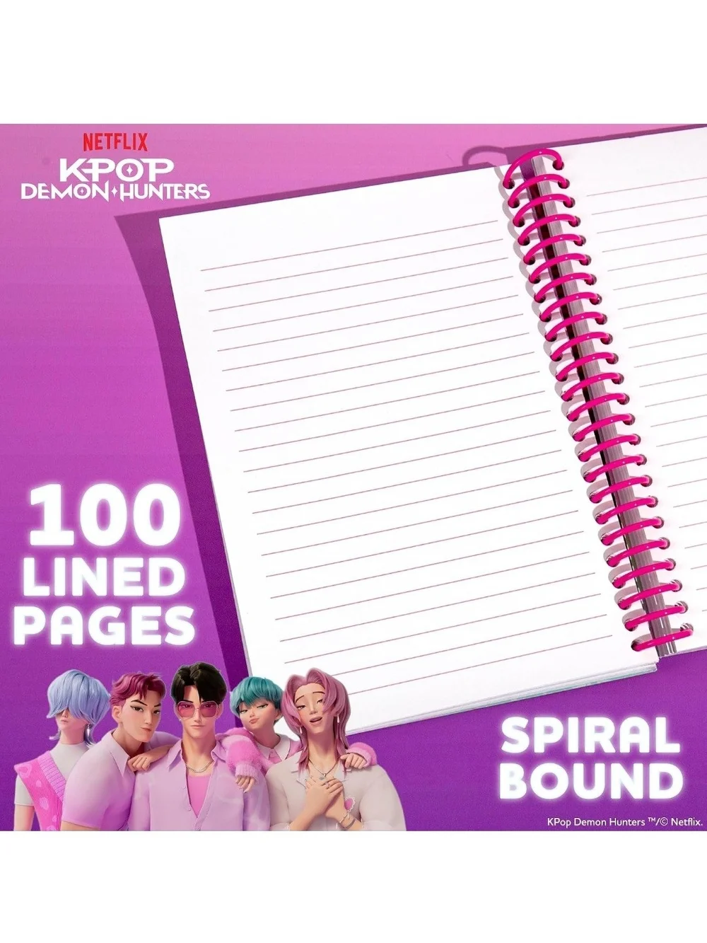 💜 K-Pop Demon Hunters Spiral Notebook- Huntrix, Saja Boys, or Derpy (Choose 1)
